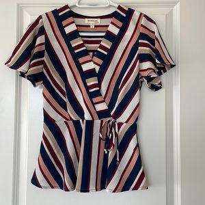 Flattering Peplum Striped Blouse